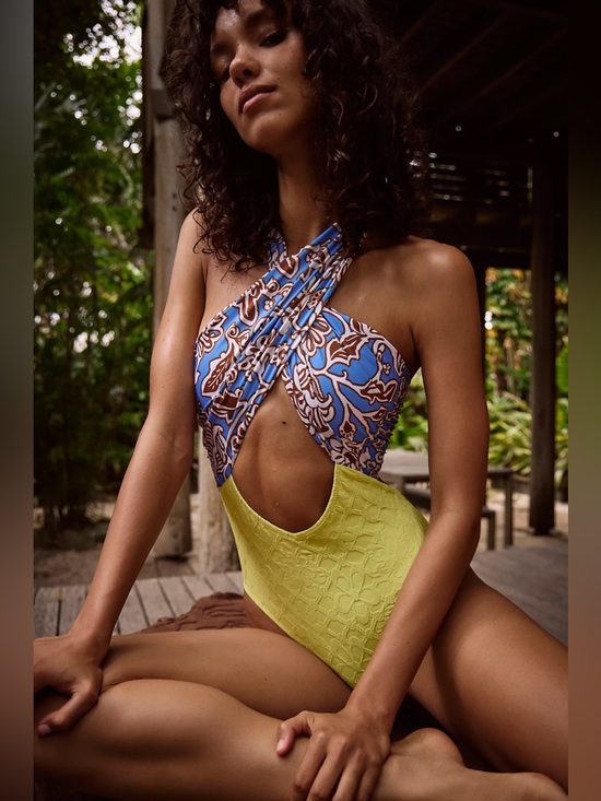 Free People x free-est Miley Convertible One Piece Swimsuit Floral Twist Cutout